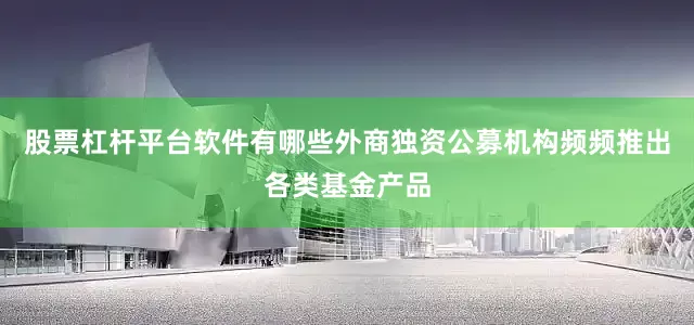股票杠杆平台软件有哪些外商独资公募机构频频推出各类基金产品